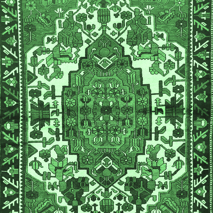 Machine Washable Persian Emerald Green Traditional Area Rugs, wshtr2851emgrn