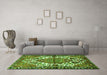 Machine Washable Persian Green Traditional Area Rugs in a Living Room,, wshtr2851grn