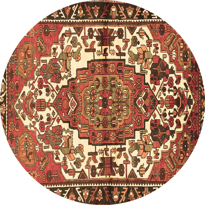 Round Machine Washable Persian Brown Traditional Rug, wshtr2851brn