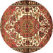 Round Machine Washable Persian Brown Traditional Rug, wshtr2851brn