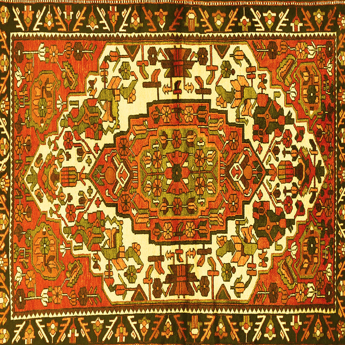 Square Machine Washable Persian Yellow Traditional Rug, wshtr2851yw