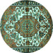 Round Persian Turquoise Traditional Rug, tr2851turq