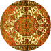 Round Machine Washable Persian Yellow Traditional Rug, wshtr2851yw