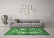 Machine Washable Persian Emerald Green Traditional Area Rugs in a Living Room,, wshtr2851emgrn