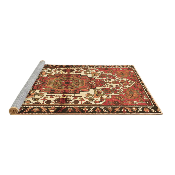 Sideview of Machine Washable Persian Brown Traditional Rug, wshtr2851brn