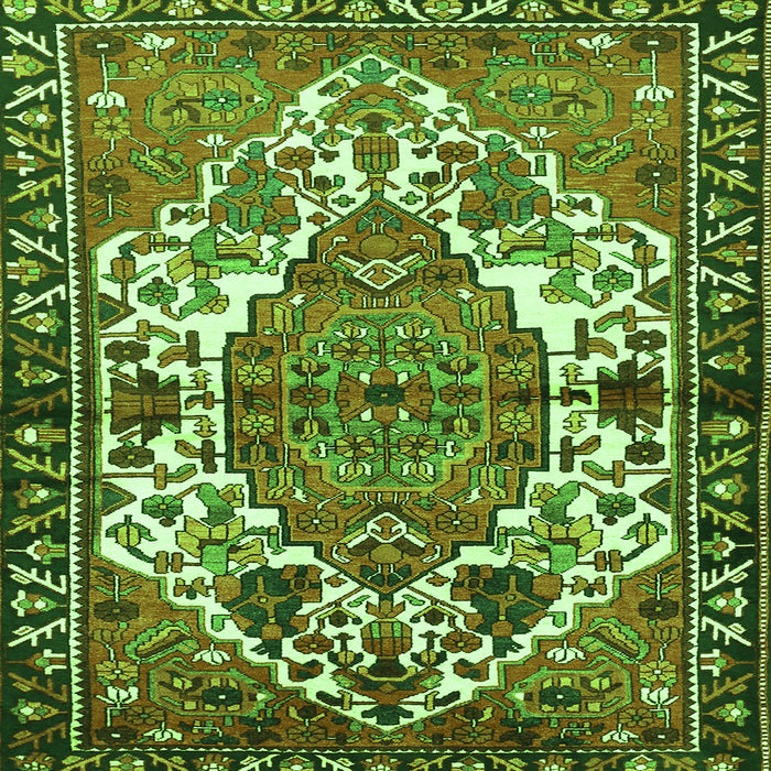 Round Machine Washable Persian Green Traditional Area Rugs, wshtr2851grn