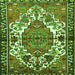 Round Machine Washable Persian Green Traditional Area Rugs, wshtr2851grn