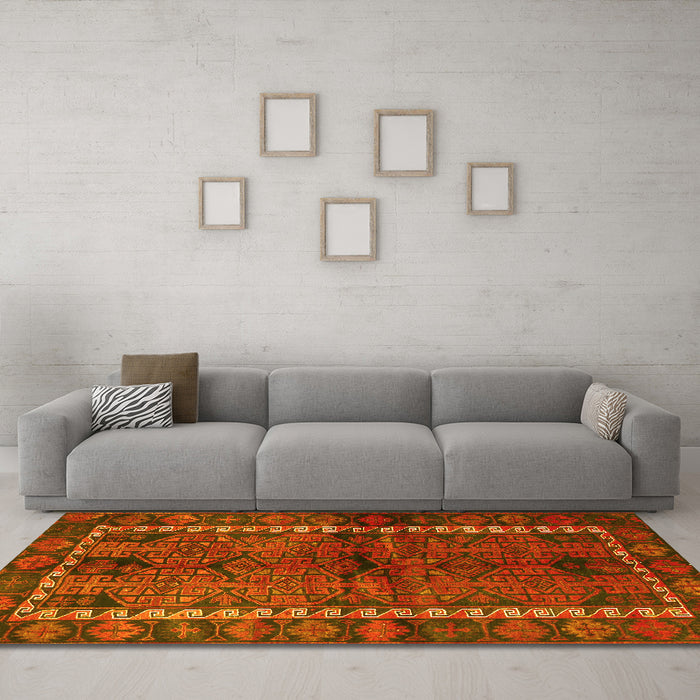 Machine Washable Persian Yellow Traditional Rug in a Living Room, wshtr2852yw