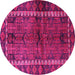 Round Machine Washable Persian Pink Traditional Rug, wshtr2852pnk