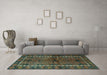 Machine Washable Persian Turquoise Traditional Area Rugs in a Living Room,, wshtr2852turq