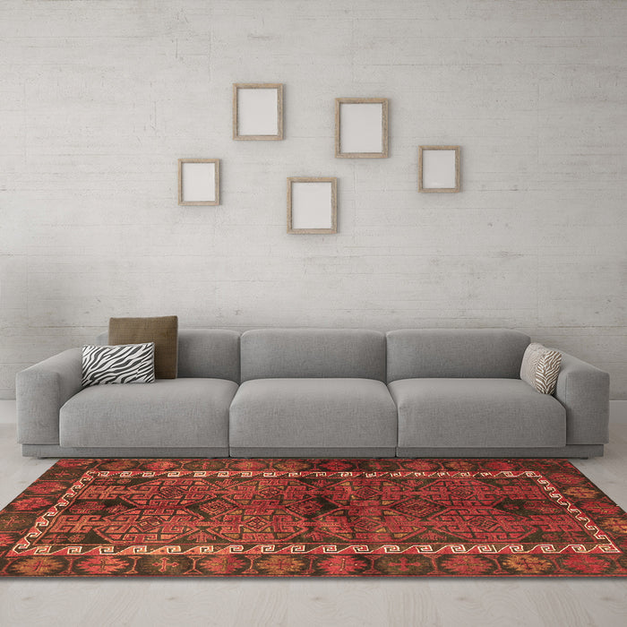 Machine Washable Persian Brown Traditional Rug in a Living Room,, wshtr2852brn