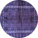 Round Machine Washable Persian Blue Traditional Rug, wshtr2852blu