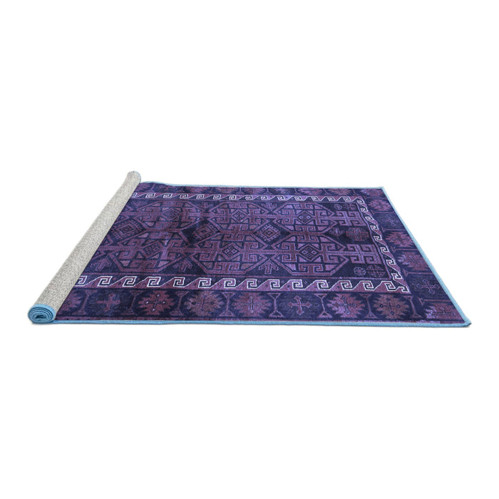 Sideview of Machine Washable Persian Blue Traditional Rug, wshtr2852blu