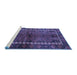 Sideview of Machine Washable Persian Blue Traditional Rug, wshtr2852blu