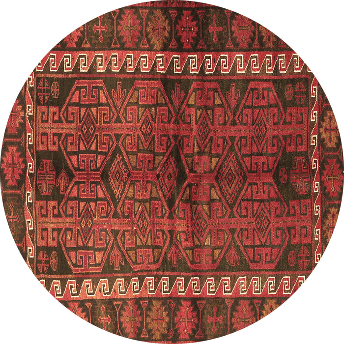 Round Machine Washable Persian Brown Traditional Rug, wshtr2852brn