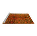 Sideview of Machine Washable Persian Yellow Traditional Rug, wshtr2852yw