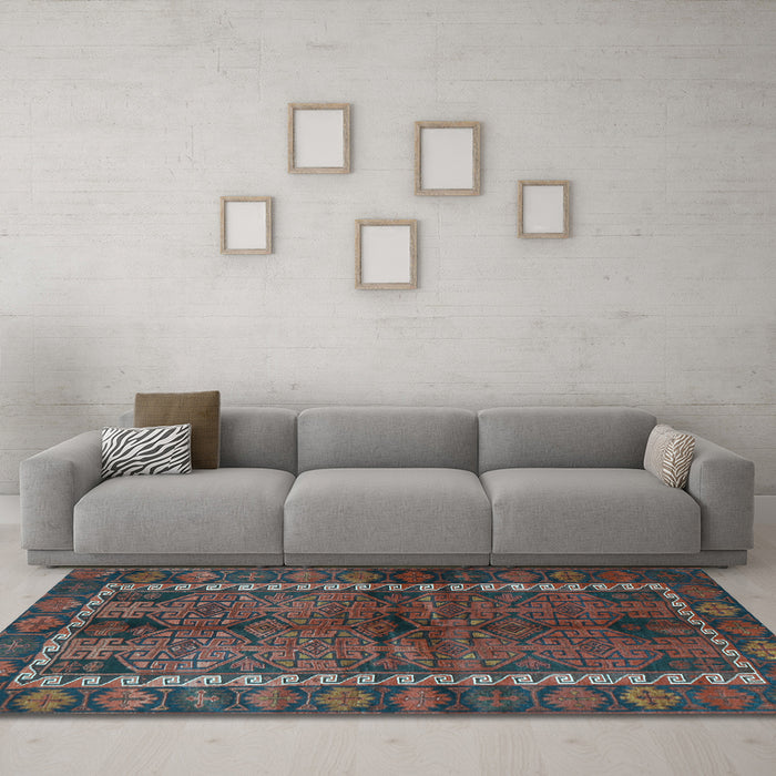 Machine Washable Persian Light Blue Traditional Rug in a Living Room, wshtr2852lblu