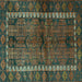 Square Machine Washable Persian Turquoise Traditional Area Rugs, wshtr2852turq