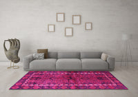 Machine Washable Persian Pink Traditional Rug, wshtr2852pnk