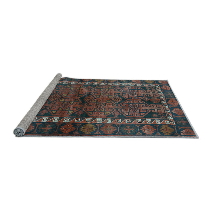 Sideview of Machine Washable Persian Light Blue Traditional Rug, wshtr2852lblu