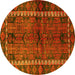 Round Persian Yellow Traditional Rug, tr2852yw