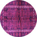 Round Machine Washable Persian Purple Traditional Area Rugs, wshtr2852pur