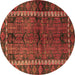 Round Persian Brown Traditional Rug, tr2852brn