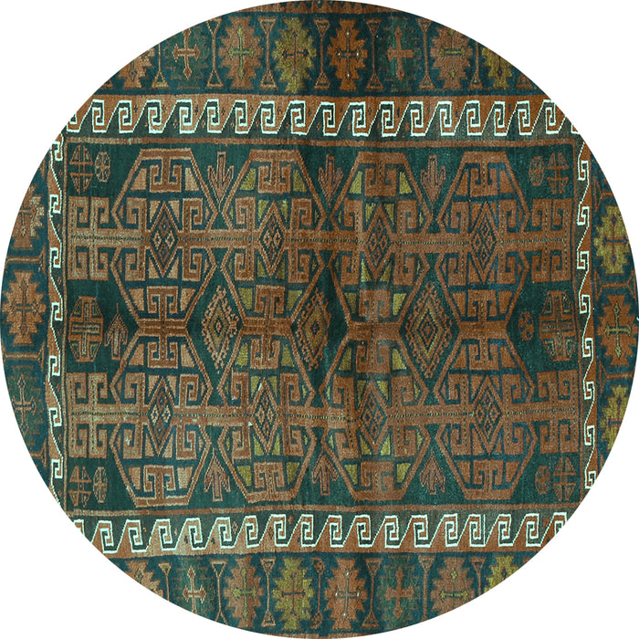 Round Machine Washable Persian Turquoise Traditional Area Rugs, wshtr2852turq
