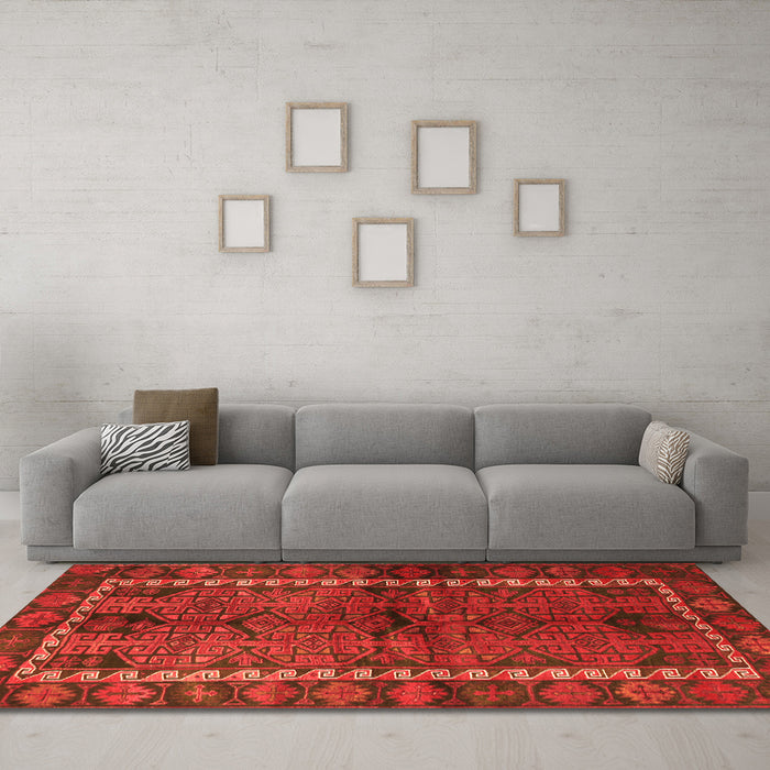 Machine Washable Persian Orange Traditional Area Rugs in a Living Room, wshtr2852org