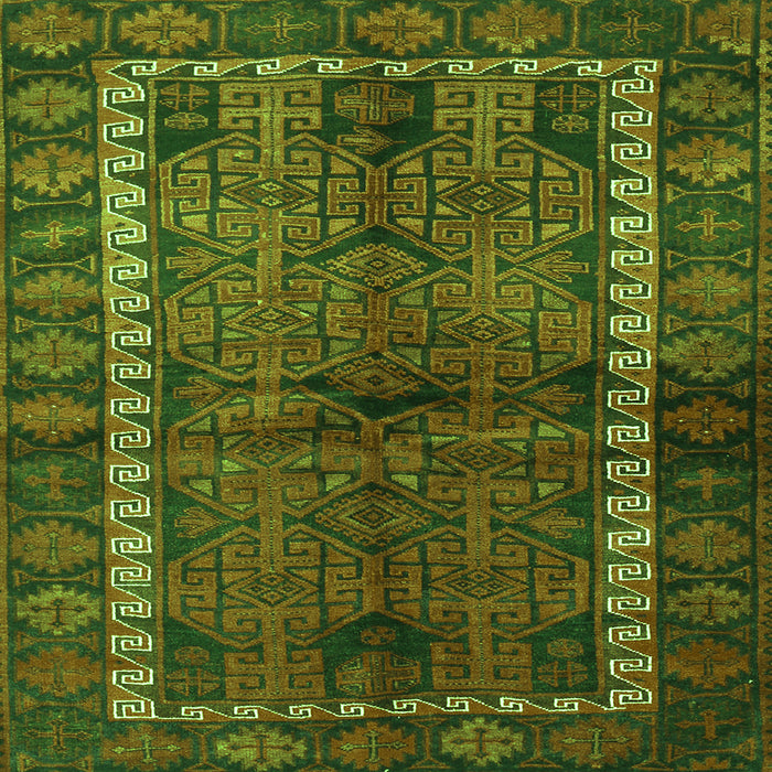 Round Machine Washable Persian Green Traditional Area Rugs, wshtr2852grn