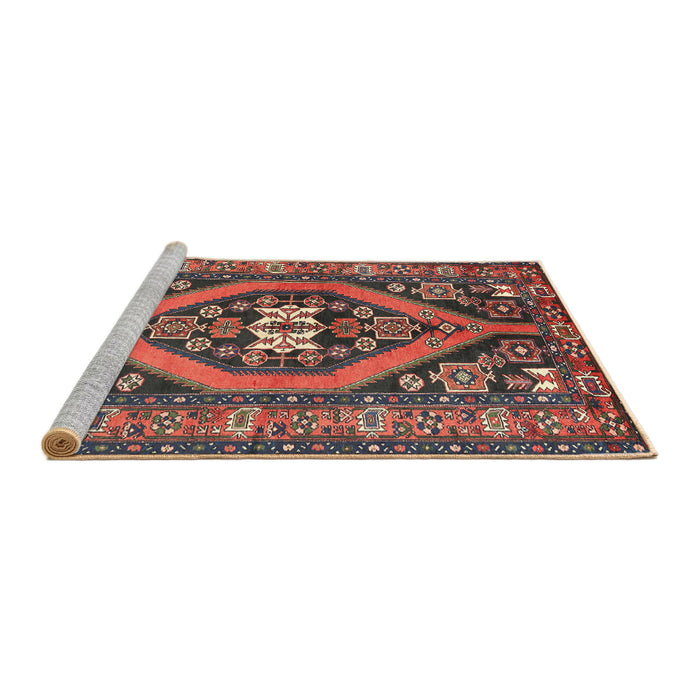 Sideview of Machine Washable Traditional Dark Almond Brown Rug, wshtr2853