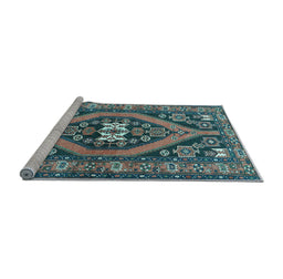 Sideview of Machine Washable Persian Light Blue Traditional Rug, wshtr2853lblu