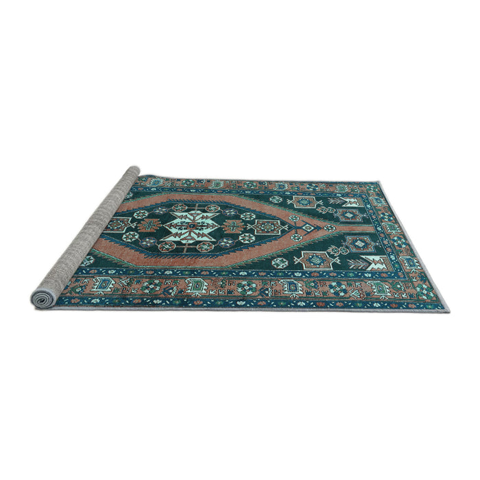 Sideview of Machine Washable Persian Light Blue Traditional Rug, wshtr2853lblu
