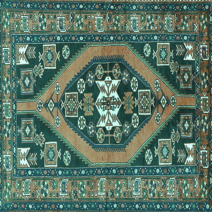 Square Machine Washable Persian Turquoise Traditional Area Rugs, wshtr2853turq