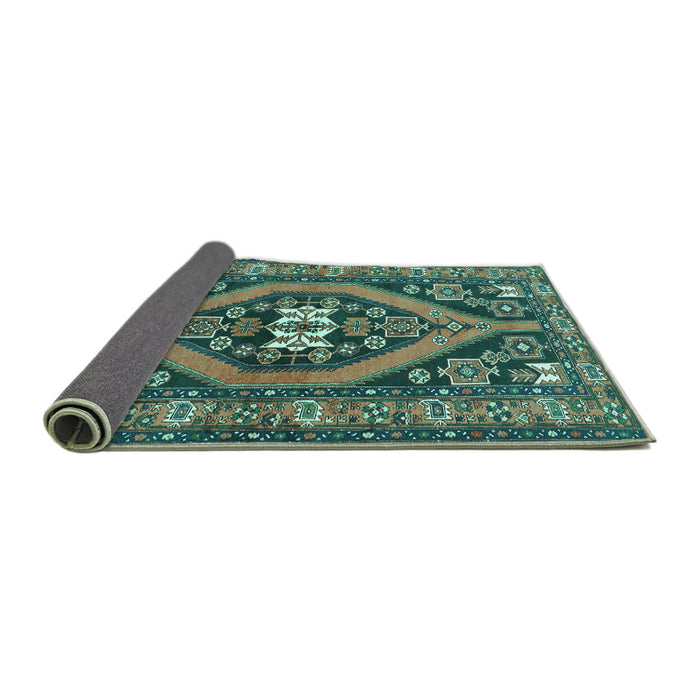 Sideview of Persian Turquoise Traditional Rug, tr2853turq