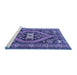 Sideview of Machine Washable Persian Blue Traditional Rug, wshtr2853blu