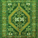 Round Machine Washable Persian Green Traditional Area Rugs, wshtr2853grn