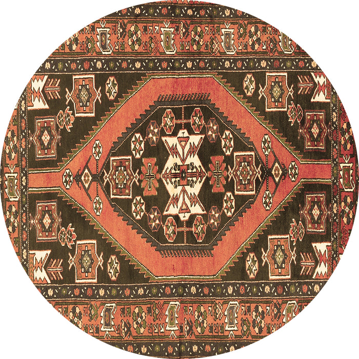 Round Persian Brown Traditional Rug, tr2853brn