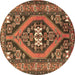 Round Persian Brown Traditional Rug, tr2853brn