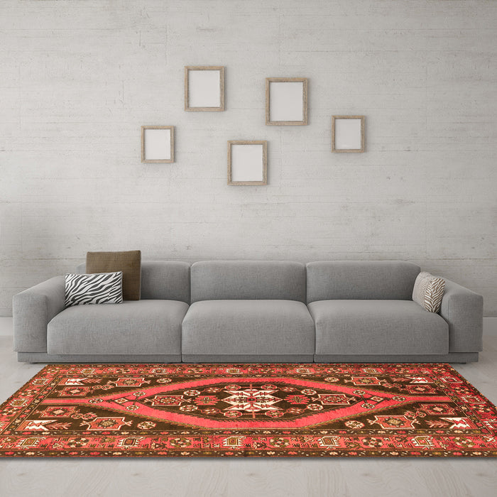 Machine Washable Persian Orange Traditional Area Rugs in a Living Room, wshtr2853org