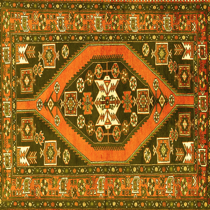 Square Machine Washable Persian Yellow Traditional Rug, wshtr2853yw