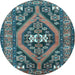 Round Machine Washable Persian Light Blue Traditional Rug, wshtr2853lblu