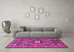 Machine Washable Persian Pink Traditional Rug in a Living Room, wshtr2853pnk