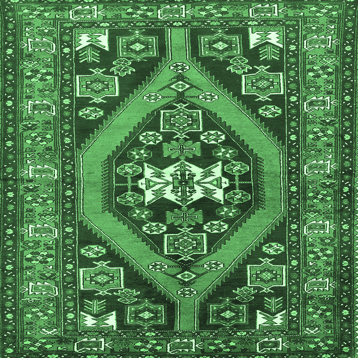 Square Machine Washable Persian Emerald Green Traditional Area Rugs, wshtr2853emgrn