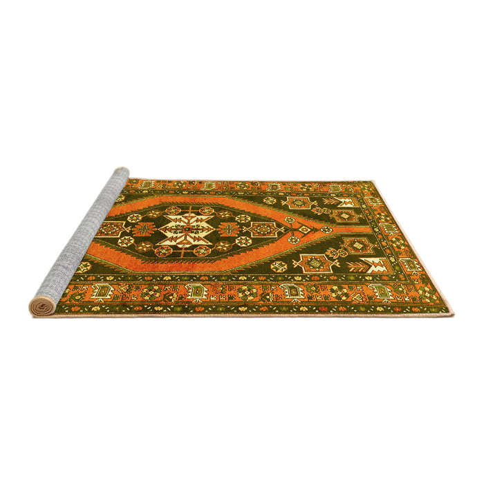 Sideview of Machine Washable Persian Yellow Traditional Rug, wshtr2853yw