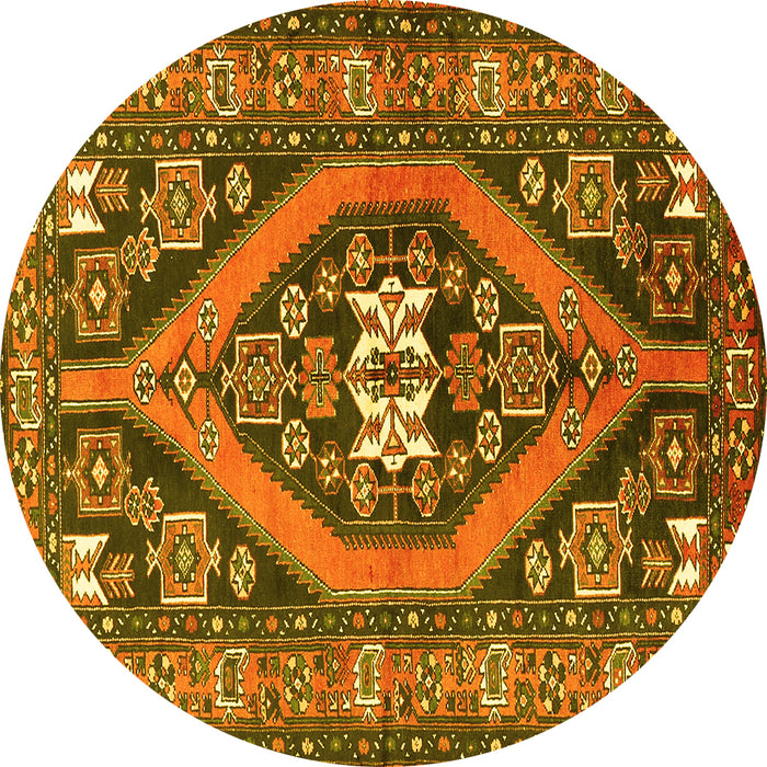 Round Persian Yellow Traditional Rug, tr2853yw