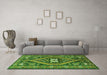 Machine Washable Persian Green Traditional Area Rugs in a Living Room,, wshtr2853grn