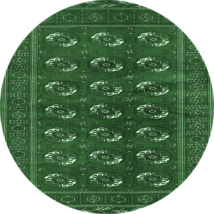 Round Machine Washable Persian Emerald Green Traditional Area Rugs, wshtr2854emgrn