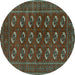 Round Persian Turquoise Traditional Rug, tr2854turq
