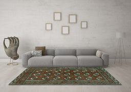 Machine Washable Persian Turquoise Traditional Area Rugs in a Living Room,, wshtr2854turq